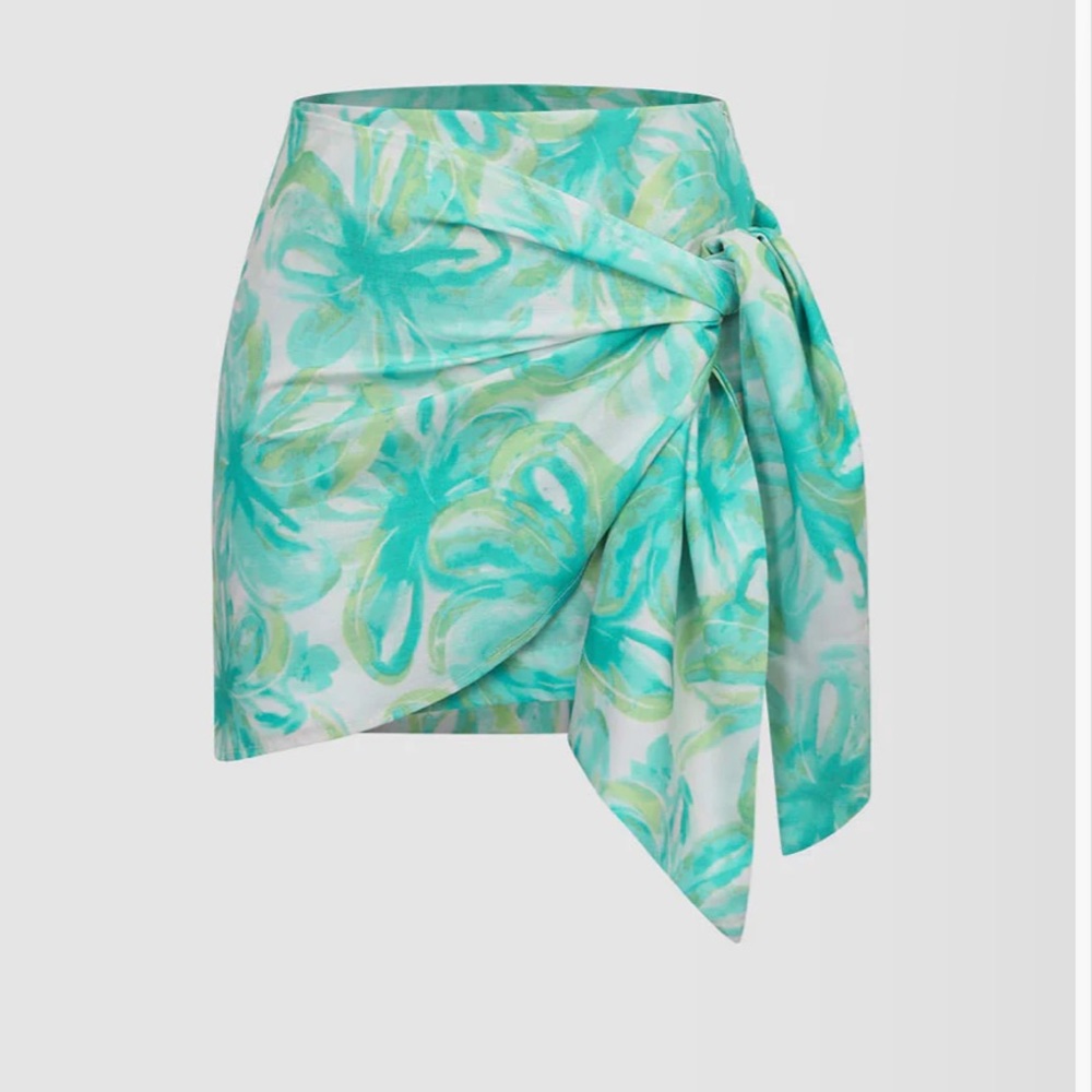 Micas knot side wrap mini skirt